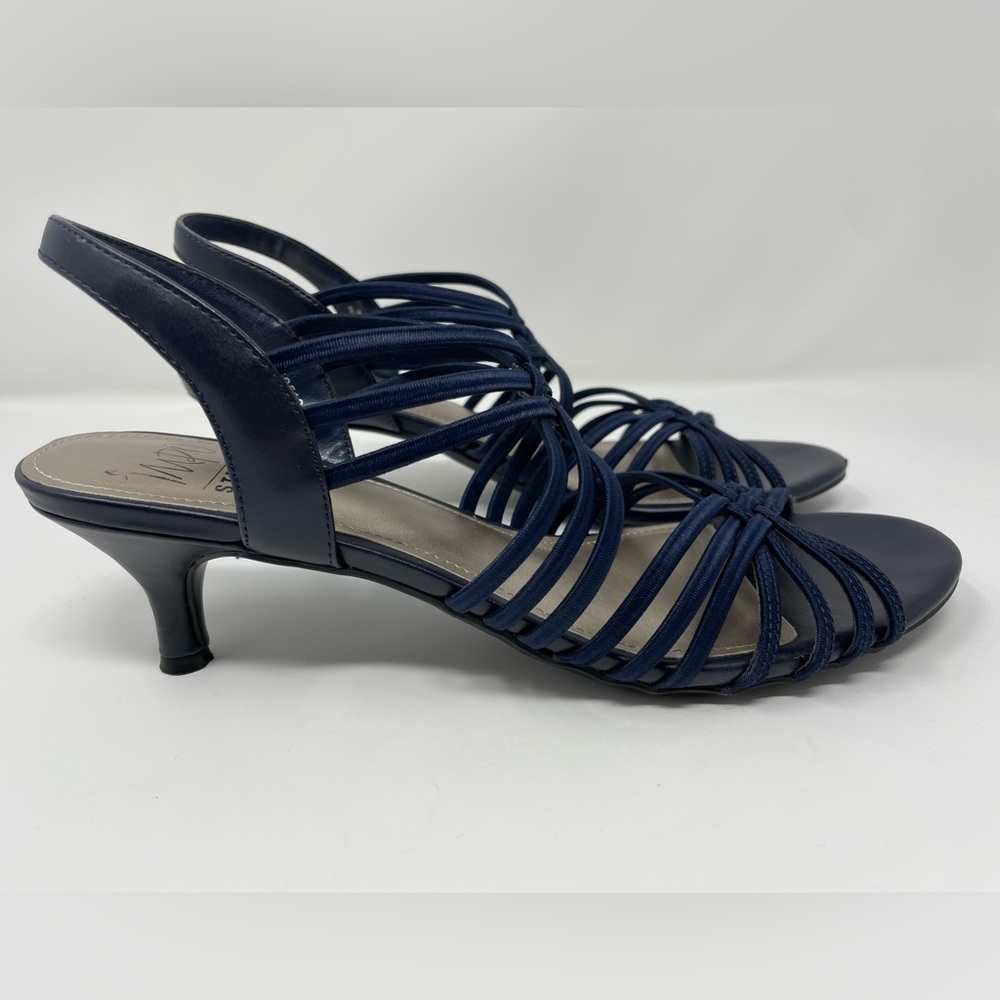 Impo Women’s Emberly Strappy Navy Slingback with Kitten Heel Size 9